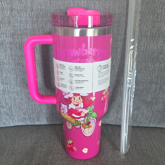 Stanley Pink Quencher H2.0 Tumbler, New, 40oz., Strawberry Shortcake - Picture 3 of 14